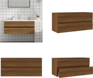 Szafki łazienkowe - vidaXL Szafka pod umywalkę brązowy dąb 100x38,5x45 cm materiał drewnopochodny - Szafka pod umywalkę - Szafki pod umywalkę - Szafka łazienkowa - Szafka podumywalkowa - miniaturka - grafika 1