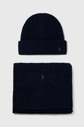 Apaszki i szaliki męskie - Polo Ralph Lauren czapka i szalik kaszmirowy kolor niebieski - miniaturka - grafika 1
