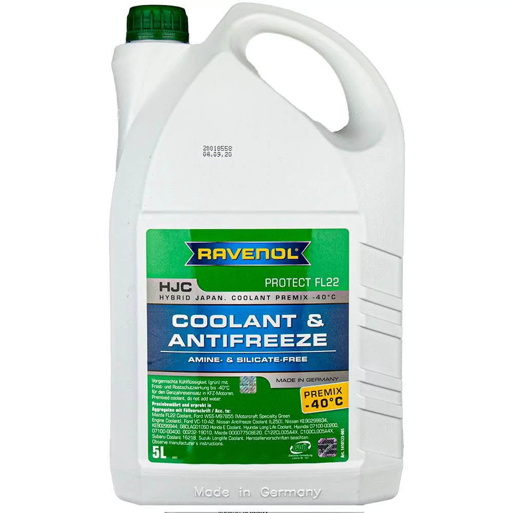 RAVENOL HJC Coolant Antifreeze FL22 Premix 5L - zielony gotowy płyn do chłodnic