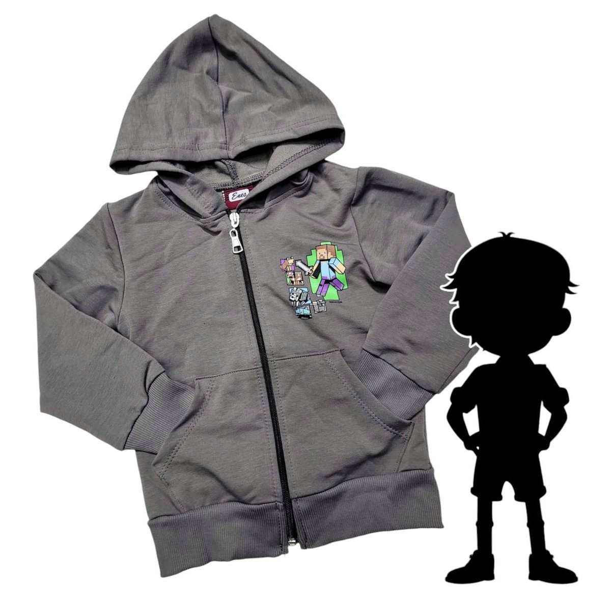 BLUZA DZIECIĘCA ROZPINANA CHŁOPIĘCA bawełna minecraft kaptur 104 3 - 4 lat