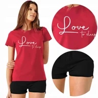 Piżamy damskie - PIŻAMA Damska + Szorty Love to SLEEP Różne WZORY M - miniaturka - grafika 1