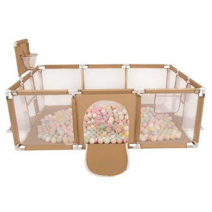 Selonis Boisko BO-100X z piłeczkami 6cm beżowy: pastelowy beż-pastelowy żółty-biały-mięta-pudrowy róż 180x122x62/200piłek Zabawka kojec - Łóżeczka i kojce - miniaturka - grafika 1