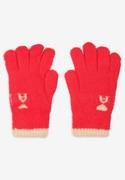 Rękawiczki - Czerwone Dzianinowe Rękawiczki Pięciopalczaste z Serduszkiem Panelia - miniaturka - grafika 1