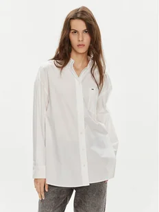 Tommy Jeans Koszula Essential DW0DW18659 Biały Oversize - Koszule damskie - miniaturka - grafika 1