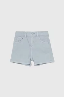 Spodnie i spodenki dla dziewczynek - Guess szorty jeansowe dziecięce kolor niebieski gładkie regulowana talia - grafika 1