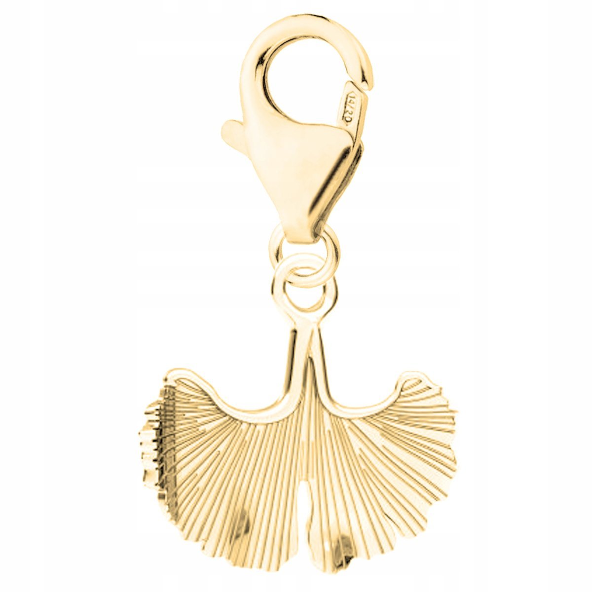 Zawieszka złota wisząca liść miłorząb srebro 925