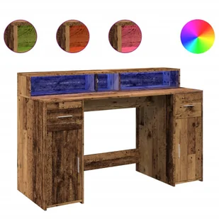 vidaXL Biurko z podświetleniem LED, stare drewno, 140x55x91 cm - Biurka vidaXL Biurko z podświetleniem LED, stare drewno, 140x55x91 cm - Biurka - miniaturka - grafika 1
