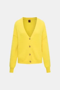Swetry damskie - STEFANEL Kardigan z moherem - Żółty - Kobieta - L (L) - grafika 1