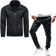 Dresy męskie - Dres męski spodnie z bluzą czarny Recea - miniaturka - grafika 1