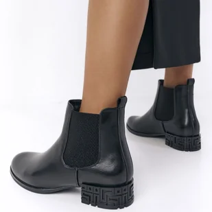 Czarne botki damskie na obcasie Sergio Leone Bt532 Pu - Botki damskie - miniaturka - grafika 1