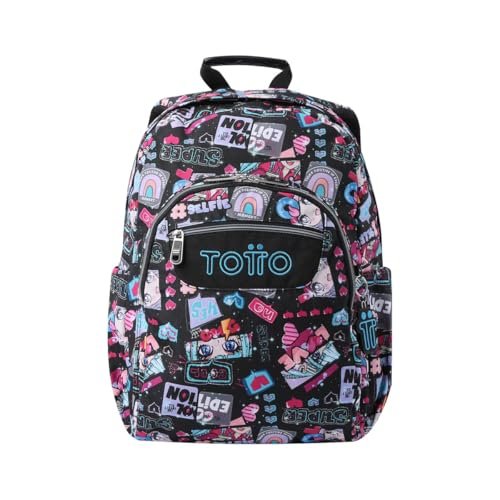 TOTTO MA04ECO021-2416N-6CZ, Plecak Unisex dzieci, Czarny, duży, Czarny (Black), L