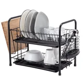 Suszarki do naczyń - SUSZARKA OCIEKACZ DO NACZYŃ DWU POZIOMOWA E-8154 CZARNA - miniaturka - grafika 1