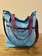 Torebki damskie - Duża torba z kieszenią na zamek - błękit, fiolet - miniaturka - grafika 1