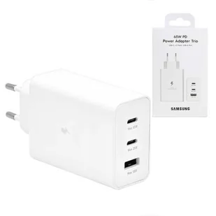 Ładowarka sieciowa PD 2xUSB-C 1xUSB Samsung EP-T6530 65W Biała BOX - Ładowarki do telefonów - miniaturka - grafika 1