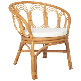 vidaXL Lumarko Krzesło stołowe z poduszką, jasnobrązowy naturalny rattan i len 325477 - Krzesła - miniaturka - grafika 1
