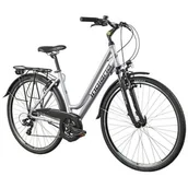 Rowery - Rower trekkingowy INDIANA X-Road 1.0 D21 28 cali damski Srebrno-czarny - miniaturka - grafika 1