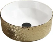 Umywalki - Umywalka Mexen Mexen Clarisa umywalka nablatowa 41 x 41 cm biała/złota - 22074153 - miniaturka - grafika 1