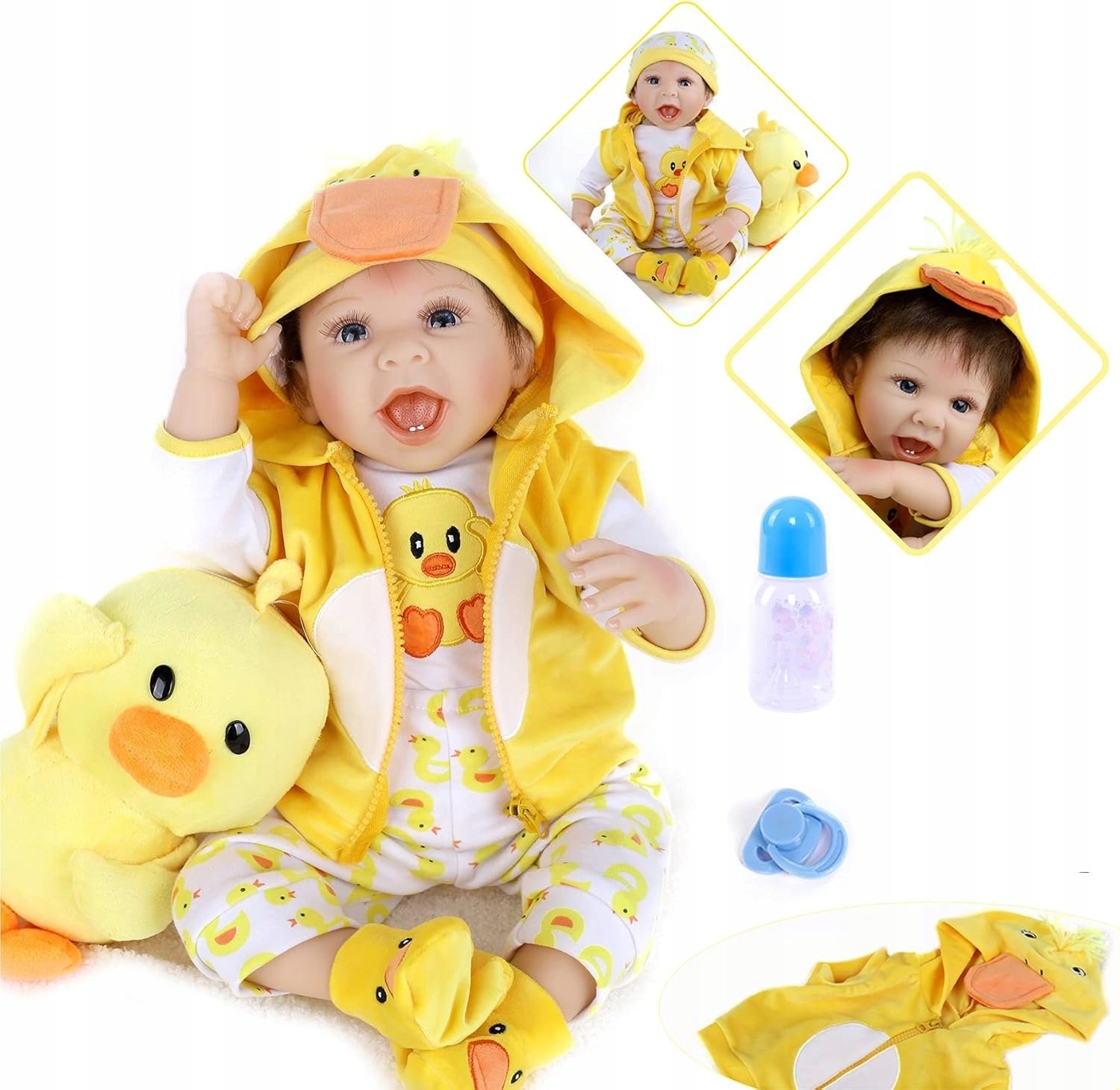 Lalka Reborn Jak Żywe Dziecko Kaczuszka 55CM Keiumi Maskotka Bobas