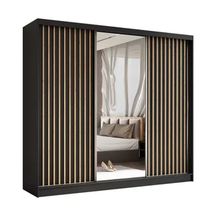 AGMAT szafa z drzwiami przesuwnymi Nevada, szafa z lustrem i 3 drzwiami, nowoczesna szafa w kolorze: czarny, szafa w rozmiarze: 240 x 216 x 61 cm - Szafy AGMAT szafa z drzwiami przesuwnymi Nevada, szafa z lustrem i 3 drzwiami, nowoczesna szafa w kolorze: czarny, szafa w rozmiarze: 240 x 216 x 61 cm - Szafy - miniaturka - grafika 1