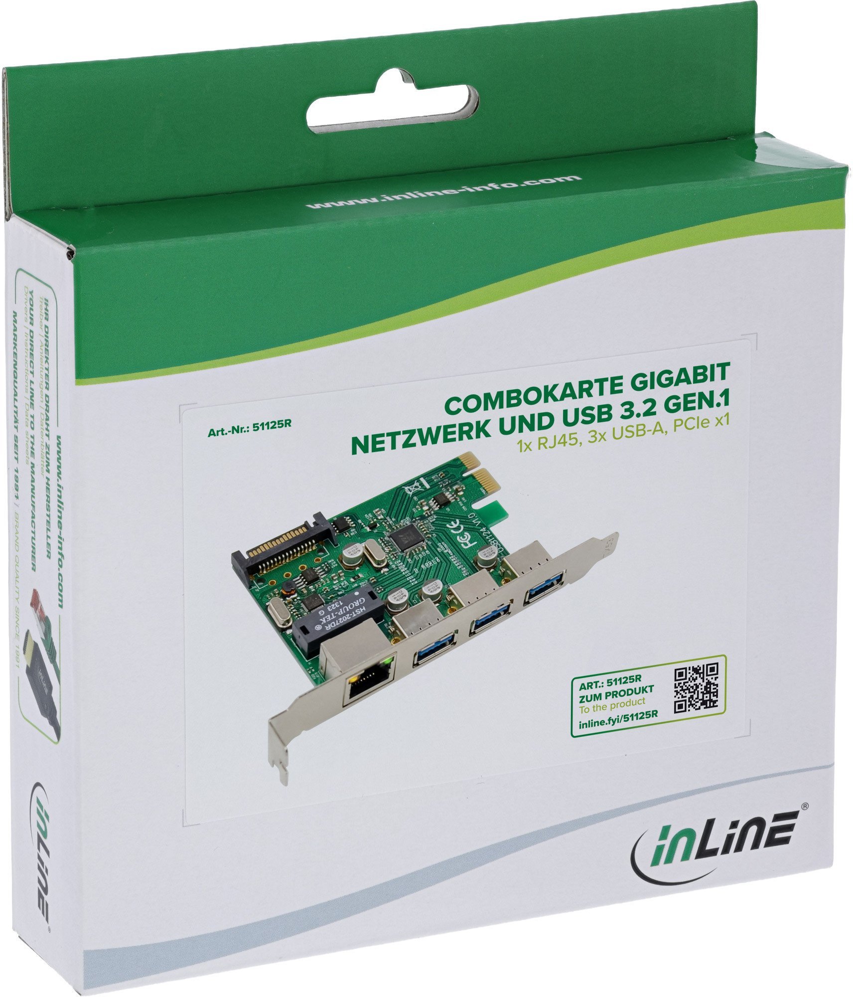 Karta sieciowa Zenwire InLine® Karta Combo Gigabit sieć und USB 3.2 Gen.1, 1x RJ45, 3x USB-A