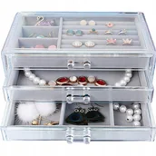 Pudełka i szkatułki - Szkatułka Na Biżuterię Organizer Pudełko Pojemny - miniaturka - grafika 1