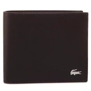 Portfele - Lacoste Duży Portfel Męski Small Billfold NH1115FG Dark Brown 028 - grafika 1