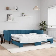 Sofy i kanapy - vidaXL Sofa rozsuwana, niebieska, 100x200 cm, aksamit - miniaturka - grafika 1