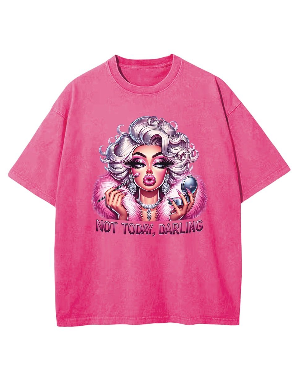 Koszulka oversize efekt sprania Diva Makeup Kobieta różowy XL