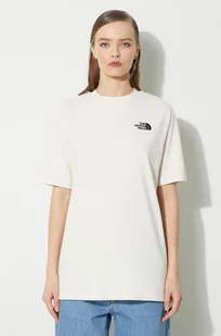 The North Face t-shirt bawełniany W S/S Essential Oversize Tee damski kolor beżowy NF0A87NQQLI1 - Koszulki sportowe damskie - miniaturka - grafika 1