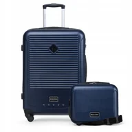 Walizki - PUCCINI Zestaw Komplet WALIZEK Podróżnych 2w1 Średnia + Kuferek ABS Granat - miniaturka - grafika 1