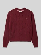 Swetry dla dziewczynek - Sweter z dzianiny z okrągłym dekoltem model ‘CHENILLE’ - miniaturka - grafika 1