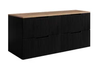 Szafki łazienkowe - Zestaw mebli łazienkowych Rodan Vena z szafkami podumywalkowymi 80 cm czarny i blatem 160 cm dąb craft złoty - miniaturka - grafika 1