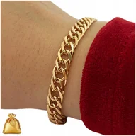 Bransoletki - Złota Gruba Bransoletka Pancerka Duo Ze Stali Chirurgicznej 7Mm Prezent 18K - miniaturka - grafika 1