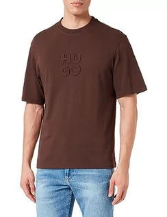 Koszulki męskie - HUGO Dleek T-shirt męski, Dark Brown201, M - grafika 1