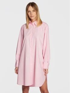 Tommy Hilfiger Sukienka koszulowa Solid WW0WW37102 Różowy Oversize - Sukienki - miniaturka - grafika 1