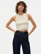 Koszulki i topy damskie - Vero Moda Top Ginny 10300339 Biały Slim Fit - miniaturka - grafika 1