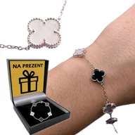 Bransoletki - BRANSOLETKA Srebrna Damska SREBRO pr.925 Koniczyna Onyks Perłowa Koniczynka - miniaturka - grafika 1