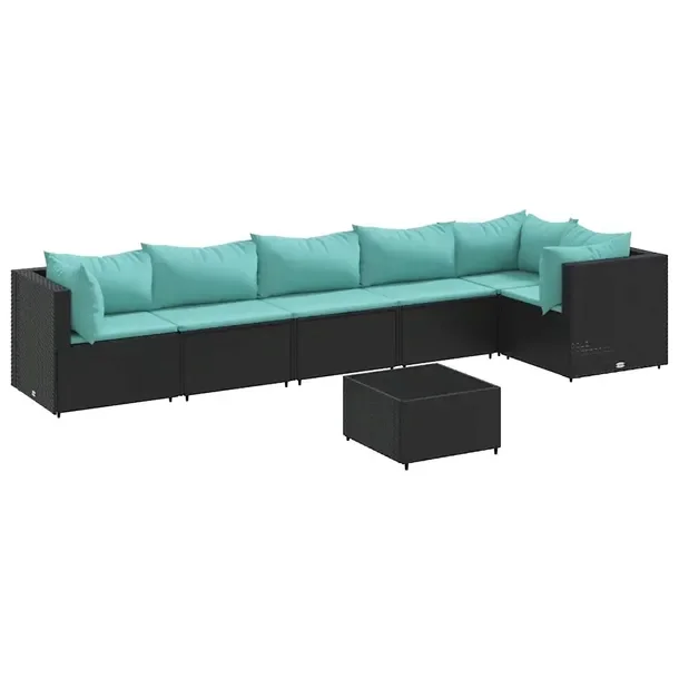 Zestaw mebli ogrodowych z czarnego rattan PE, 63 x 63 x 57,5 cm, stolik 50