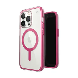 Speck Presidio Perfect-Clear with Impact Geometry + MagSafe - Etui iPhone 14 Pro z powłoką MICROBAN (Clear / Digital Pink) - Etui i futerały do telefonów - miniaturka - grafika 1