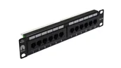Panele krosownicze - Patch panel RACK 10 cali 1U kat.5e 12p UTP czarny NEKU - miniaturka - grafika 1