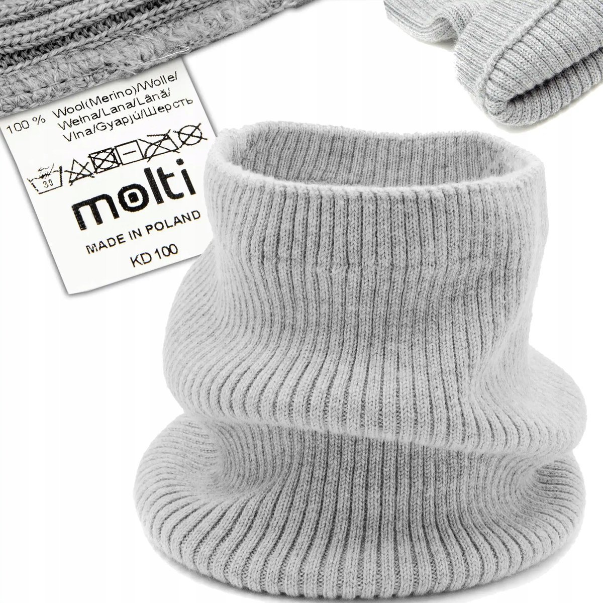 Damski komin zimowy CIEPŁY polski producent NA ZIMĘ JESIEŃ wełna merino