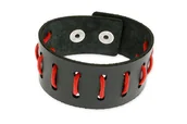 Bransolety męskie - Męska Bransoleta Czarna Skóra Regulowana - miniaturka - grafika 1