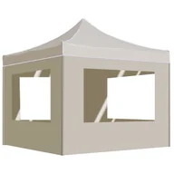 Altany ogrodowe - vidaXL Namiot imprezowy ze ściankami, aluminium, 2x2 m, kremowy - miniaturka - grafika 1