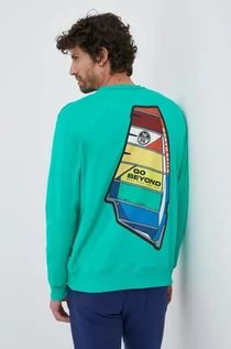 Bluzy męskie - North Sails bluza bawełniana męska kolor zielony z nadrukiem - grafika 1