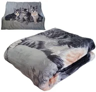 Koce - Koc Dekoracyjny, 160X210, Szary Z Kotami, Kw-62 - miniaturka - grafika 1