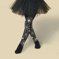 Rajstopy dziecięce - TEMU 1 szt. Rajstopy z Motywem Pająka i Dyni na Halloween dla Dziewczynki - Elastyczny Materiał, Czarne z Pomarańczowym i Białym Wzorem, Idealne do - miniaturka - grafika 1