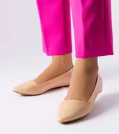 Baleriny - Beżowe eleganckie balerinki Riel - Gemre - miniaturka - grafika 1