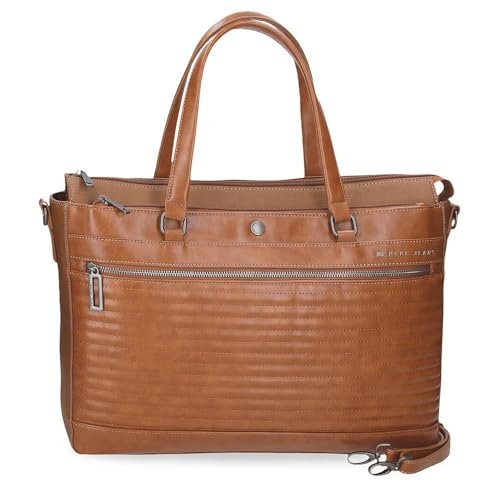 Pepe Jeans Biker Torba na Laptopa 15,6 cala Brązowy 42x27x11 cm Poliester z Detalami ze Sztucznej Skóry by Joumma Bags, Brązowy brązowy, Talla única, torba na laptopa