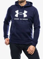 Bluzy sportowe męskie - Bluza z kapturem Under Armour Rival Fleece Logo Hoodie - midnight navy/white - miniaturka - grafika 1