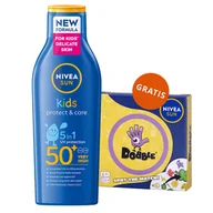 Kremy dla dzieci - Nivea Sun Kids Protect & Care 5w1, balsam ochronny do opalania dla dzieci, SPF 50+, 200 ml + Dobble gra gratis - miniaturka - grafika 1